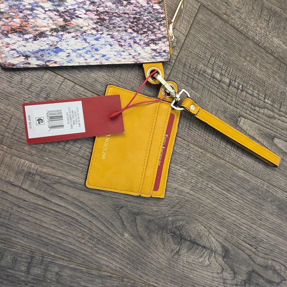 Enzo Angiolini Summer Cobra Pouch and Card Holder Yellow Snake Print EB-W0124 - Picture 4 of 10